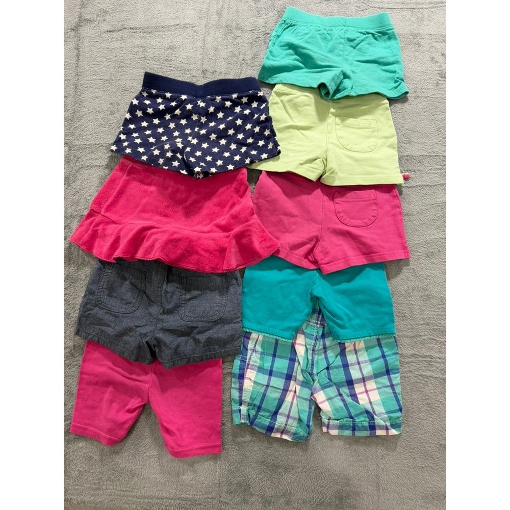 Girls Shorts Lot 8 Pairs Size 4 4T Jumping Beans Sonoma Plaid Pink Blue Green - Picture 13 of 13